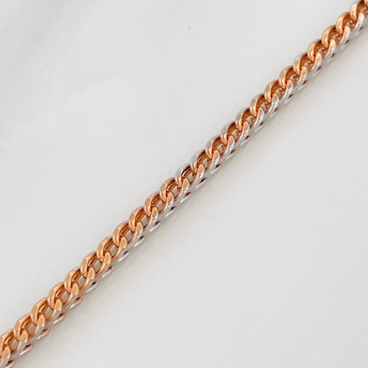 Pulso Franco 3.3g / 20cm / 2.4mm Dos Oros Blanco Rosa 18K