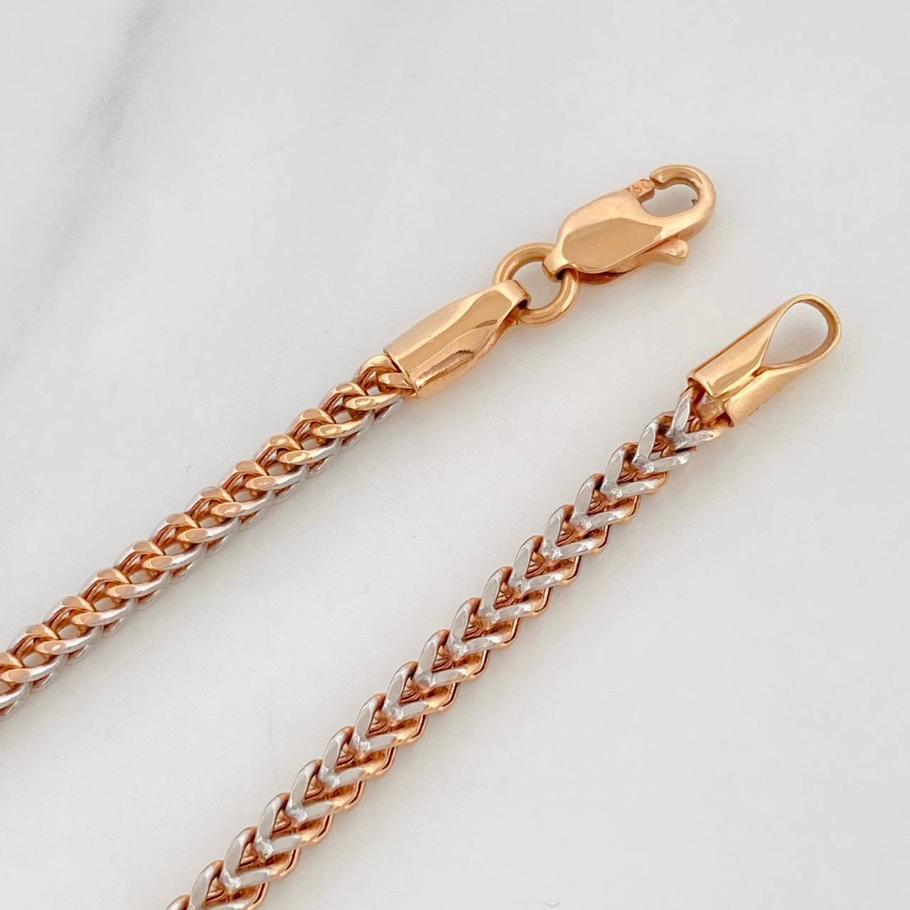 Pulso Franco 3.3g / 20cm / 2.4mm Dos Oros Blanco Rosa 18K