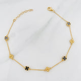 Pulso Aro Seguido Trebol 3.2g / 21.5cm / 0.8mm Oro Amarillo 18K