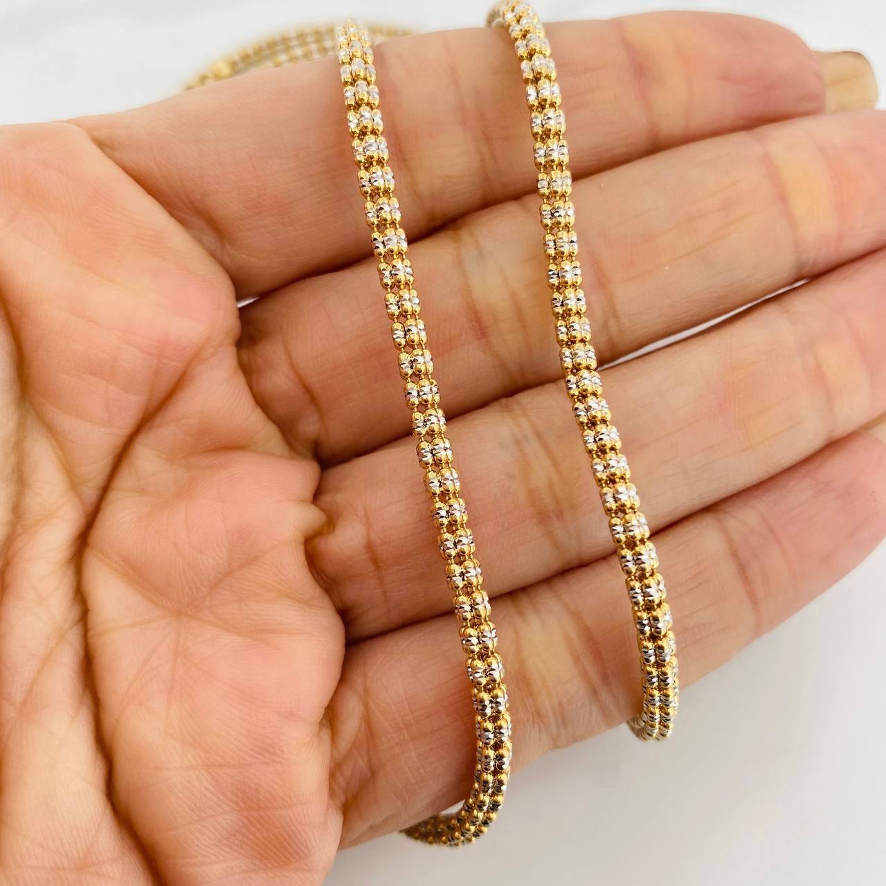 Cadena Ice 19.8g / 60cm / 3.2mm Dos Oros Amarillo Blanco 18K