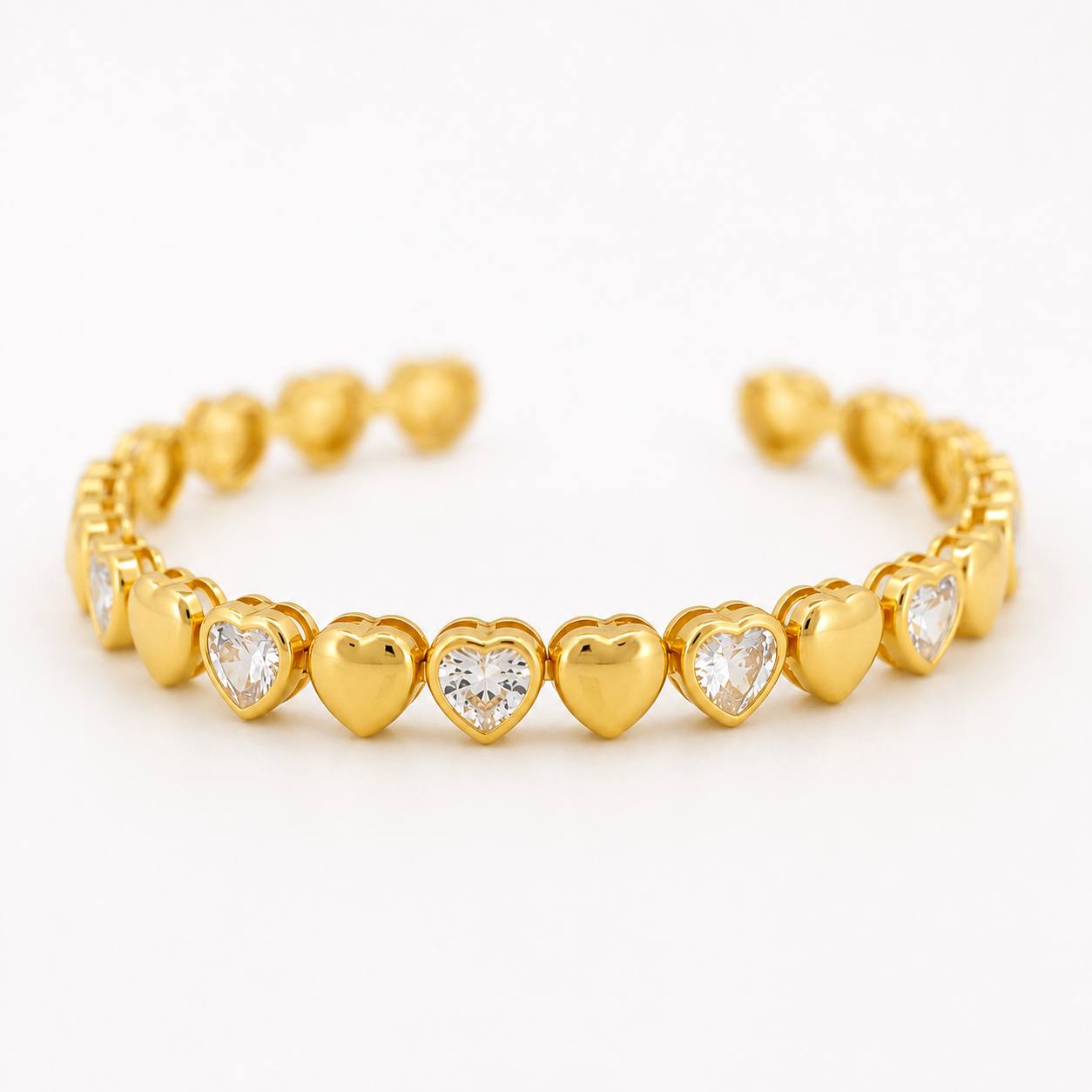 Pulso Corazones 16.6g / 18.5cm / 7.45mm Plata Vermeil 925