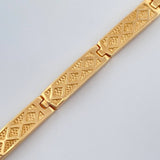 Pulso Reticulado Flor Corazones 11.3gr / 18.6cm / 4mm Oro Amarillo 18K %