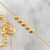 Rosario Espiga Virgen Milagrosa 16.45gr / 60cm / 6mm-5mm Bolas Diamantadas Oro Amarillo