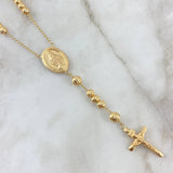 Rosario Espiga Virgen Milagrosa 16.45gr / 60cm / 6mm-5mm Bolas Diamantadas Oro Amarillo