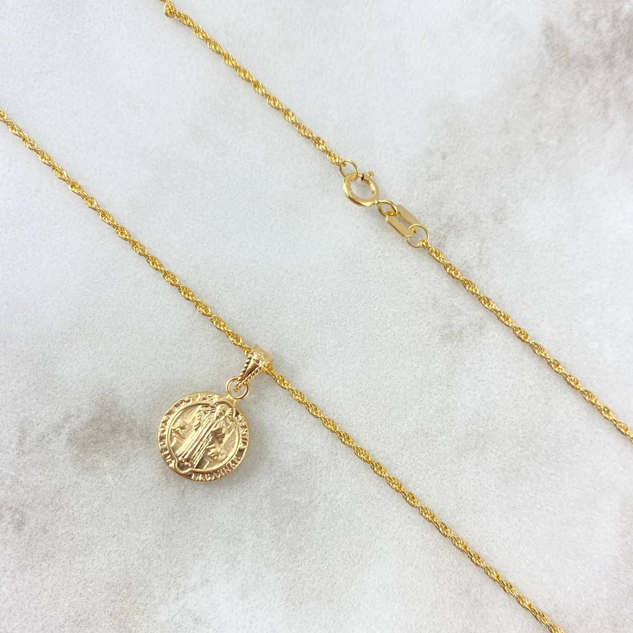 Cadena Lazo 0.95gr / 50cm + Dije San Benito 0.4gr / 1.5cm Oro Amarillo (Oferta) ©