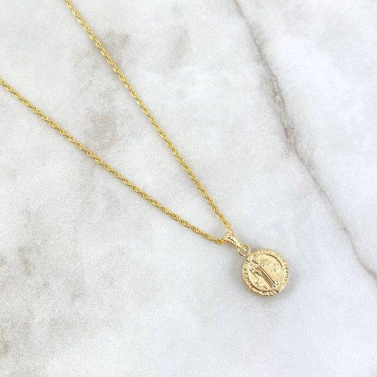 Cadena Lazo 0.95gr / 50cm + Dije San Benito 0.4gr / 1.5cm Oro Amarillo (Oferta) ©