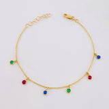 Pulso Modulable Aro Seguido Circulos Colgantes 1.9g / 18.6cm - 16.3cm / 1.3mm Oro Amarillo 18K