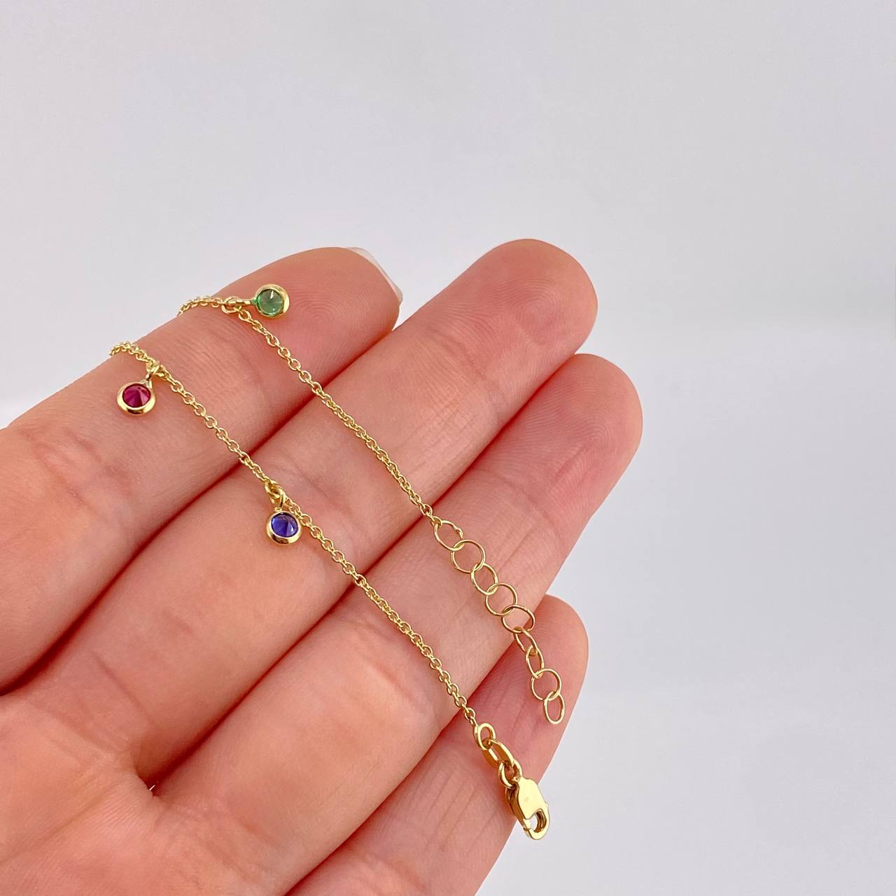 Pulso Aro Seguido Circulos Colgantes 1.85g / 18.6cm / 1.2mm Oro Amarillo 18K