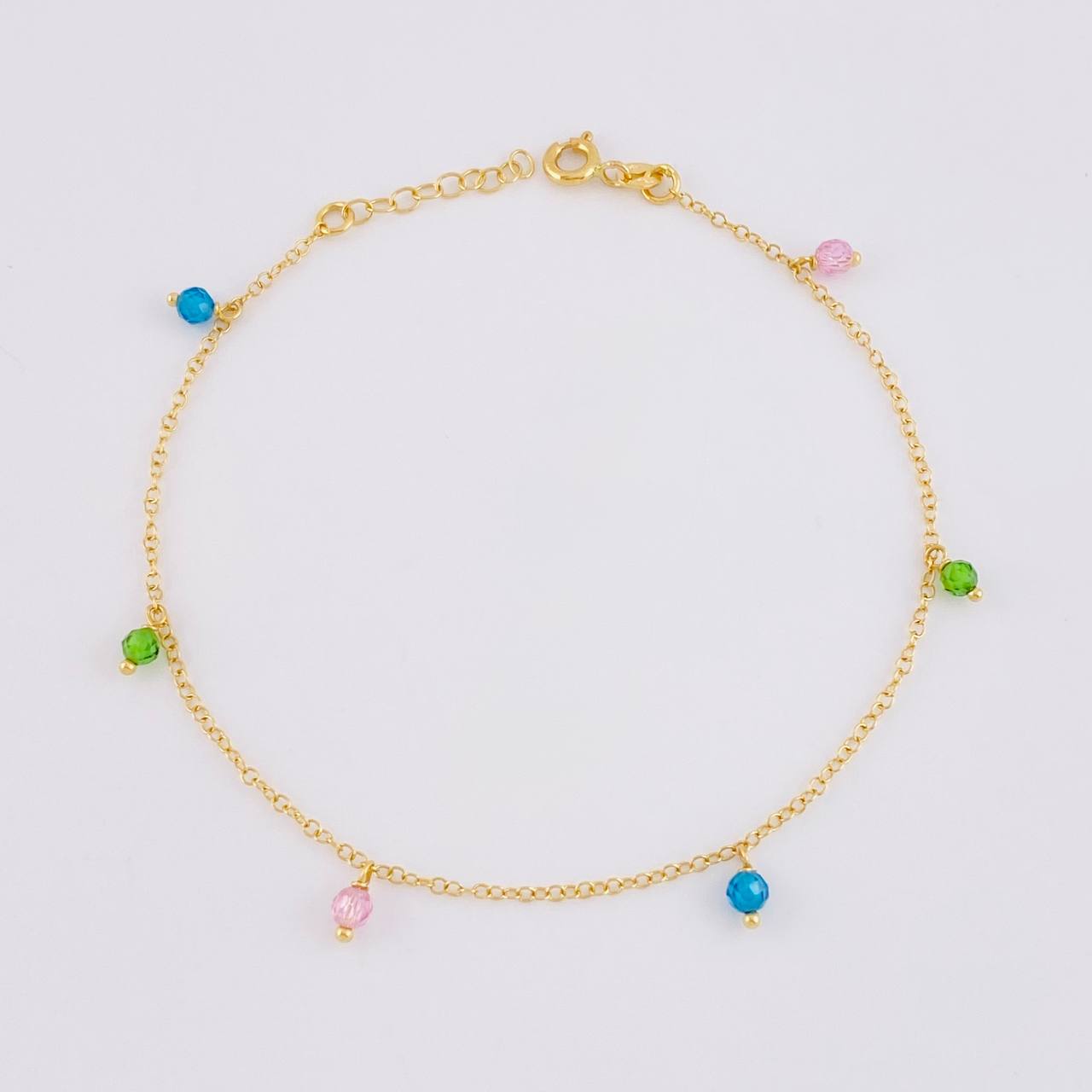 Pulso Modulable Aro Seguido Chispas Arcoiris 1.45g / 20cm - 18.1cm / 1.3mm Oro Amarillo 18K