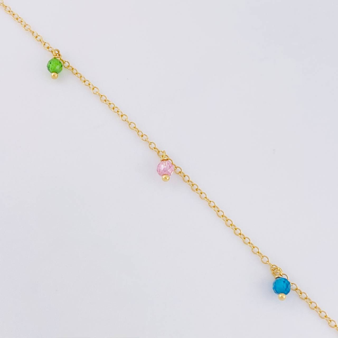 Pulso Modulable Aro Seguido Chispas Arcoiris 1.45g / 20cm - 18.1cm / 1.3mm Oro Amarillo 18K