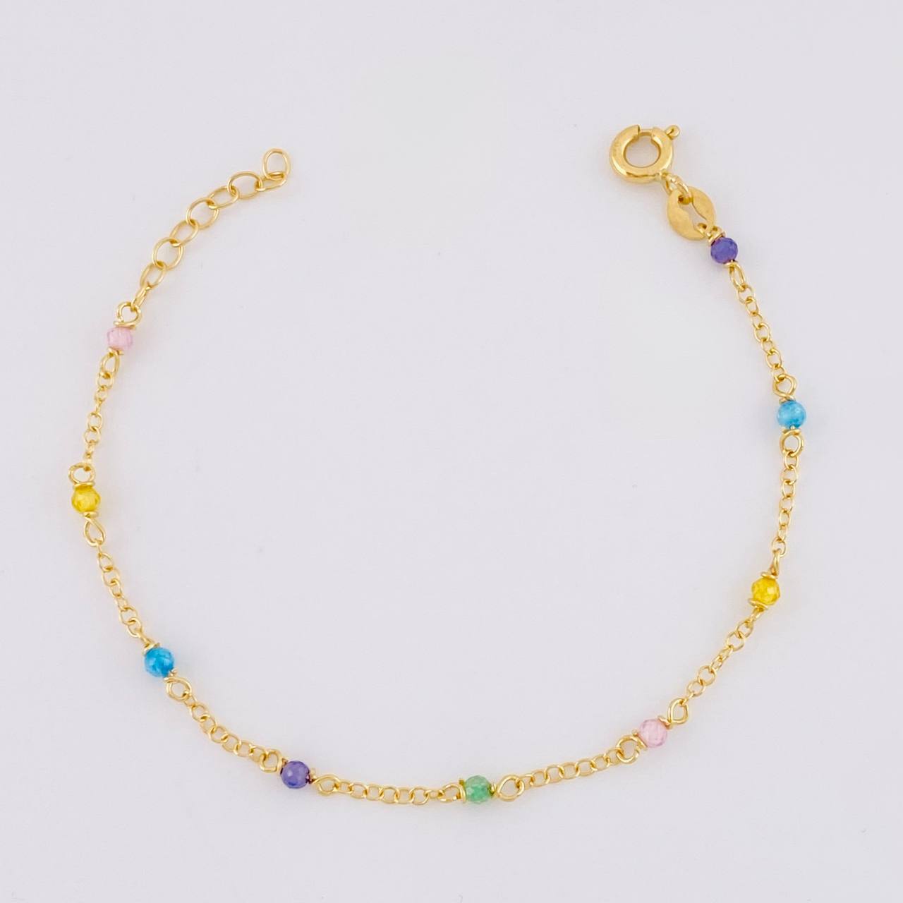Pulso Modulable Aro Seguido Chispas Arcoiris 0.95g / 14.1cm - 12.4cm / 1.3mm Oro Amarillo 18K