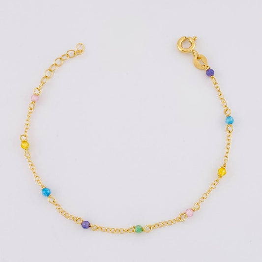 Pulso Modulable Aro Seguido Chispas Arcoiris 0.95g / 14.1cm - 12.4cm / 1.3mm Oro Amarillo 18K
