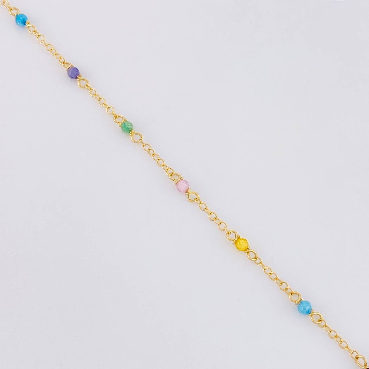 Pulso Modulable Aro Seguido Chispas Arcoiris 0.95g / 14.1cm - 12.4cm / 1.3mm Oro Amarillo 18K