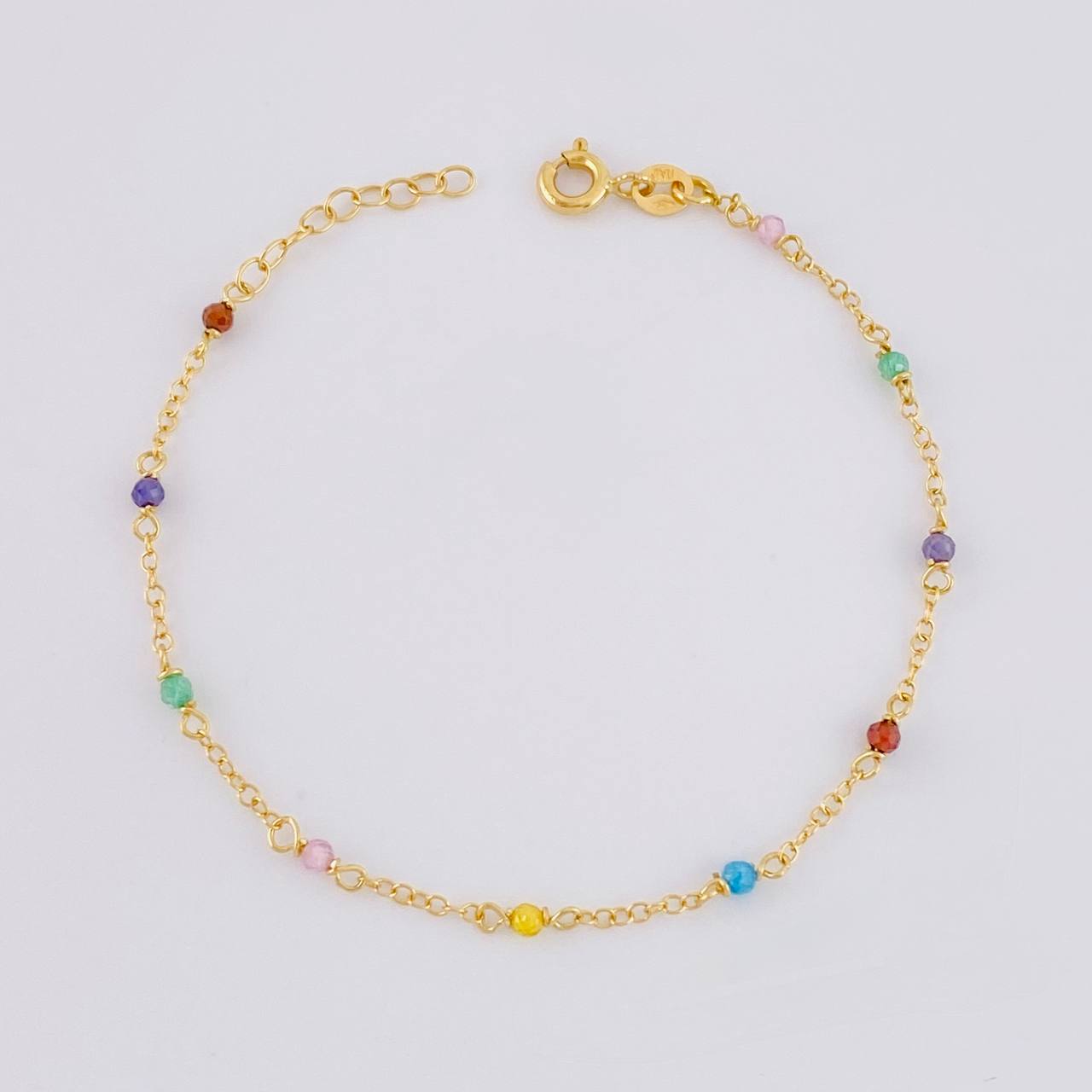 Pulso Modulable Aro Seguido Chispas Arcoiris 1.1g / 16.2cm - 14.5cm / 1.3mm Oro Amarillo 18K