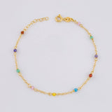 Pulso Modulable Aro Seguido Chispas Arcoiris 1.1g / 16.2cm - 14.5cm / 1.3mm Oro Amarillo 18K
