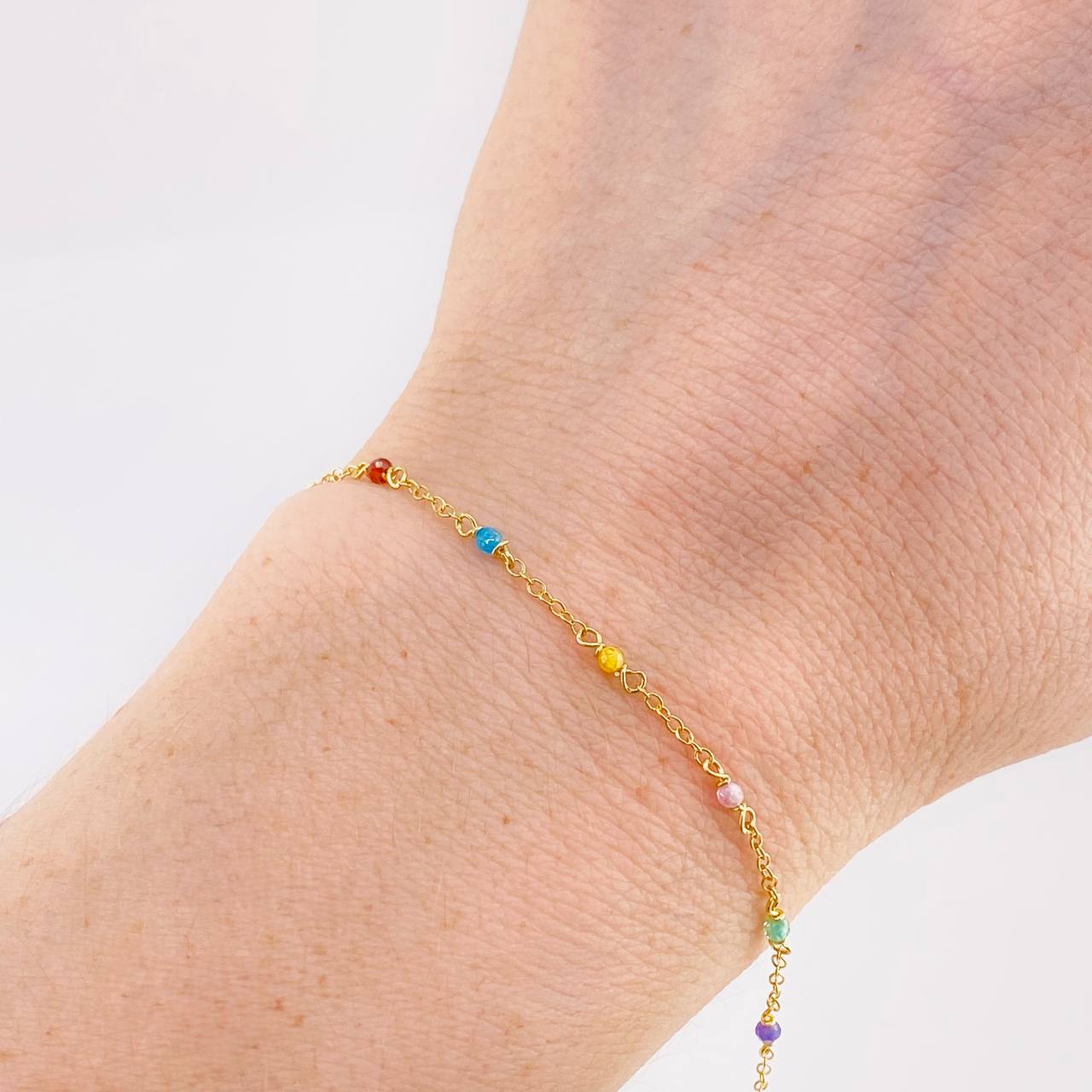 Pulso Modulable Aro Seguido Chispas Arcoiris 1.1g / 16.2cm - 14.5cm / 1.3mm Oro Amarillo 18K