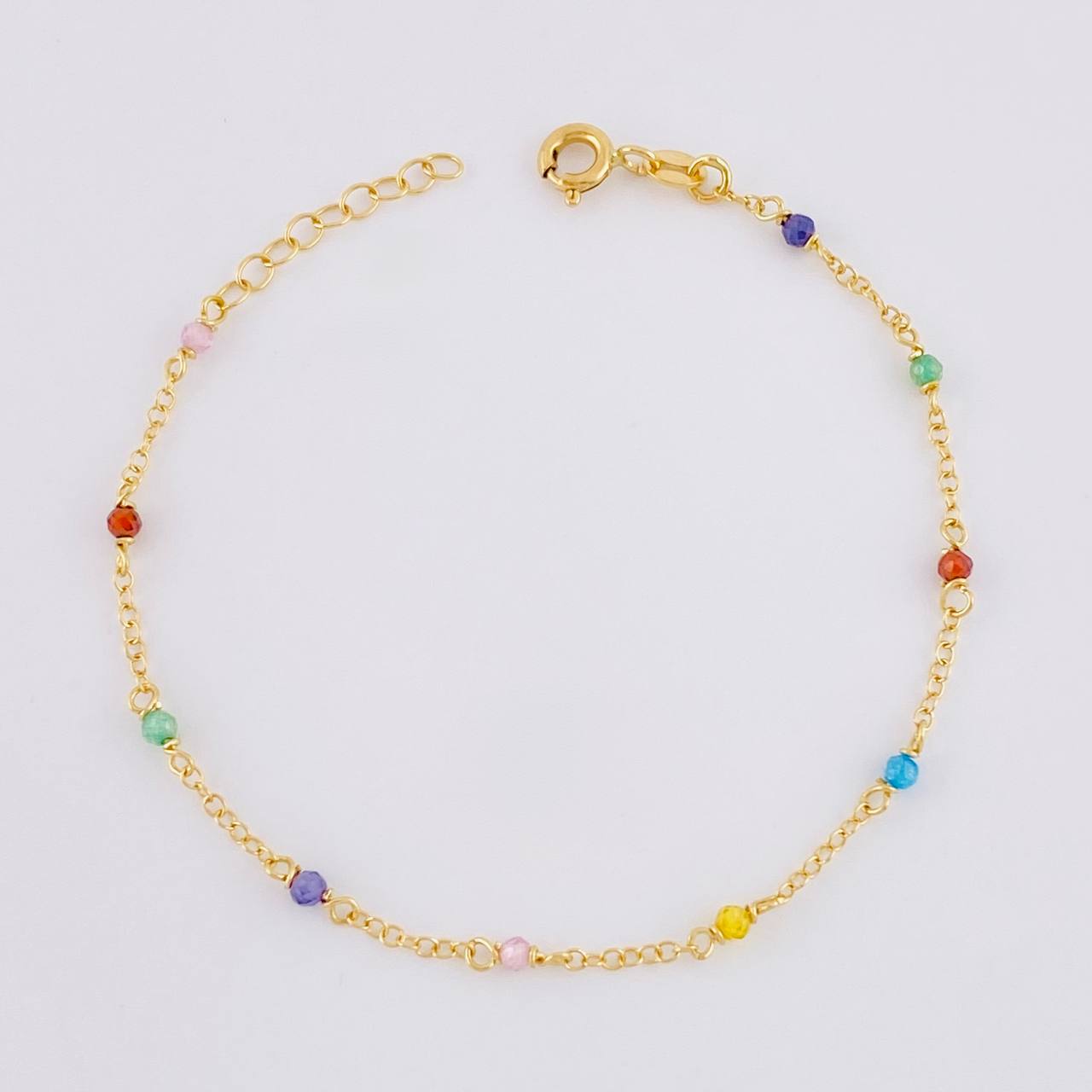 Pulso Modulable Aro Seguido Chispas Arcoiris 1.1g / 16.1cm - 14.4cm / 1.3mm Oro Amarillo 18K