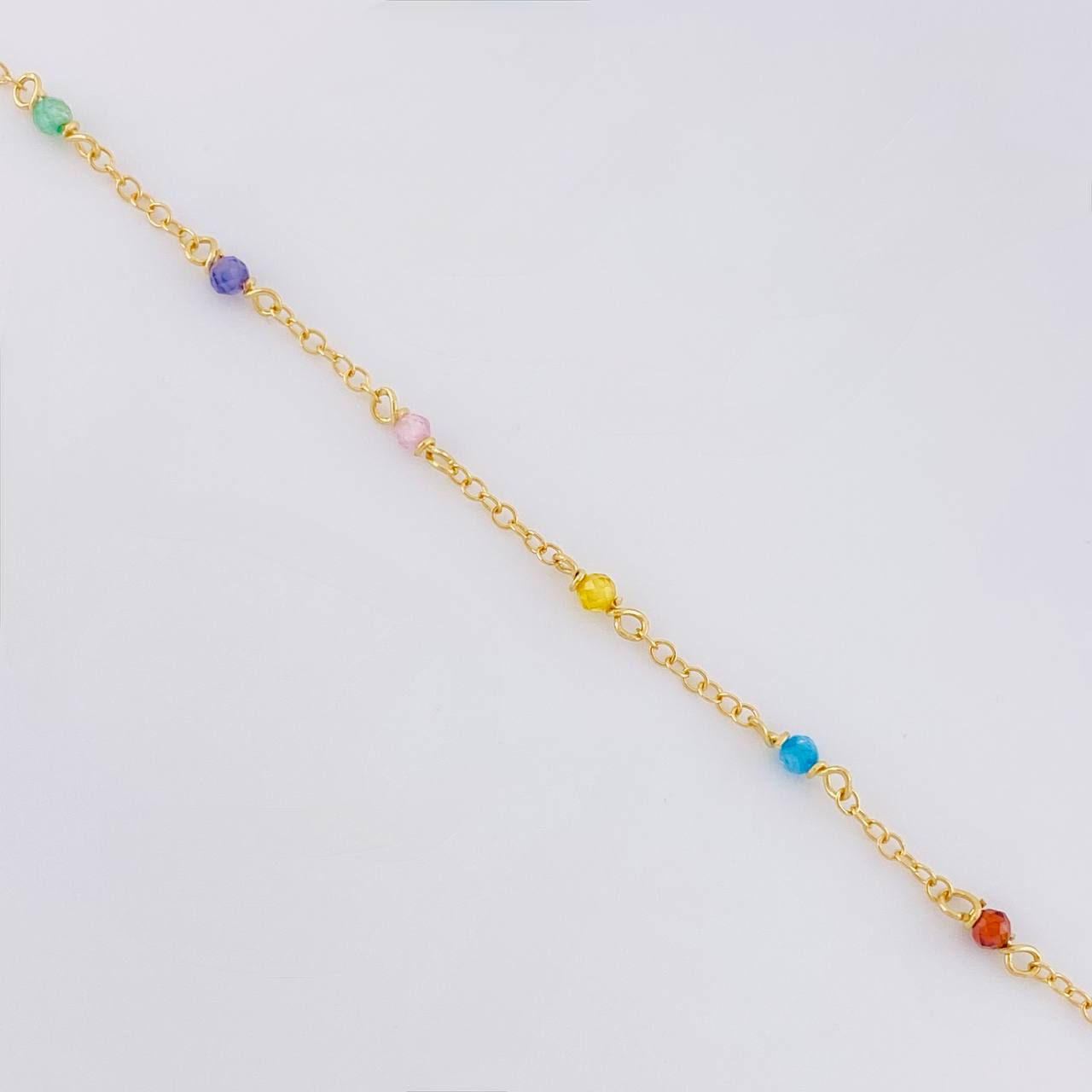 Pulso Modulable Aro Seguido Chispas Arcoiris 1.1g / 16.1cm - 14.4cm / 1.3mm Oro Amarillo 18K