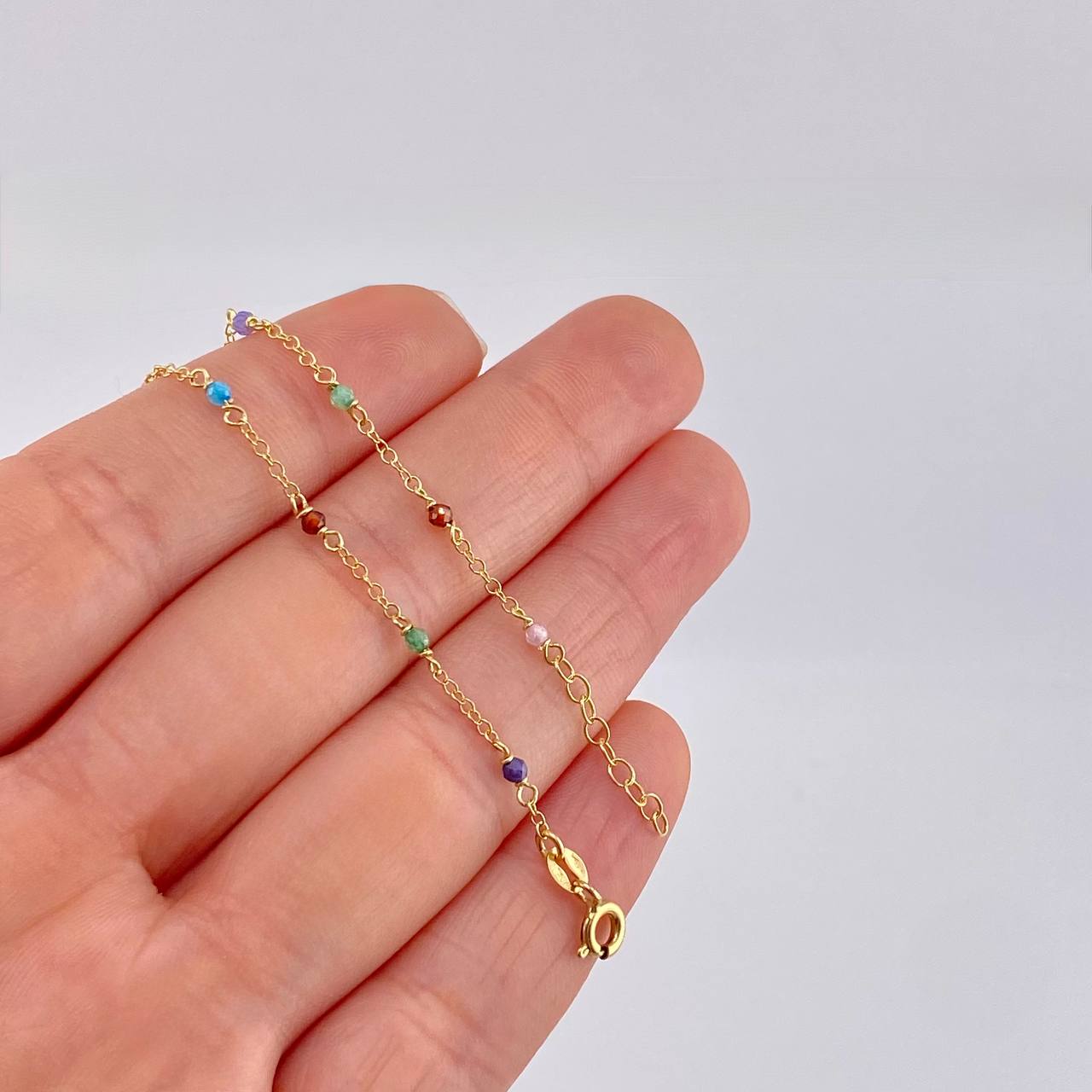 Pulso Modulable Aro Seguido Chispas Arcoiris 1.1g / 16.1cm - 14.4cm / 1.3mm Oro Amarillo 18K