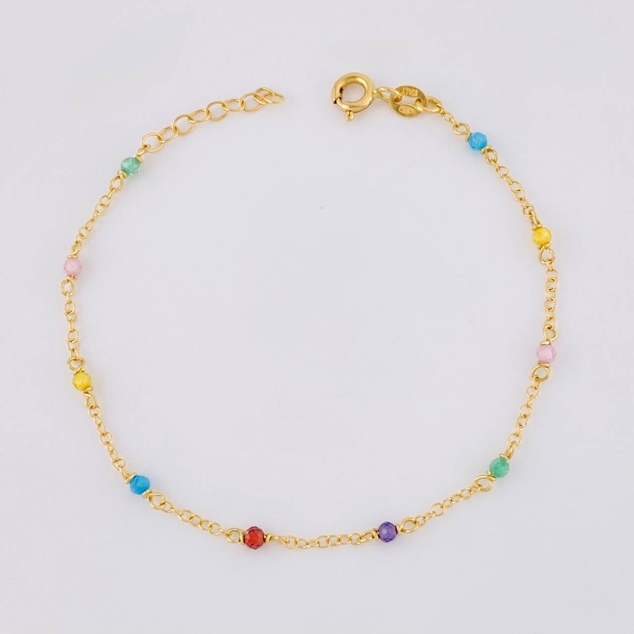 Pulso Modulable Aro Seguido Chispas Arcoiris 1.1g / 16.1cm - 14.4cm / 1.2mm Oro Amarillo 18K