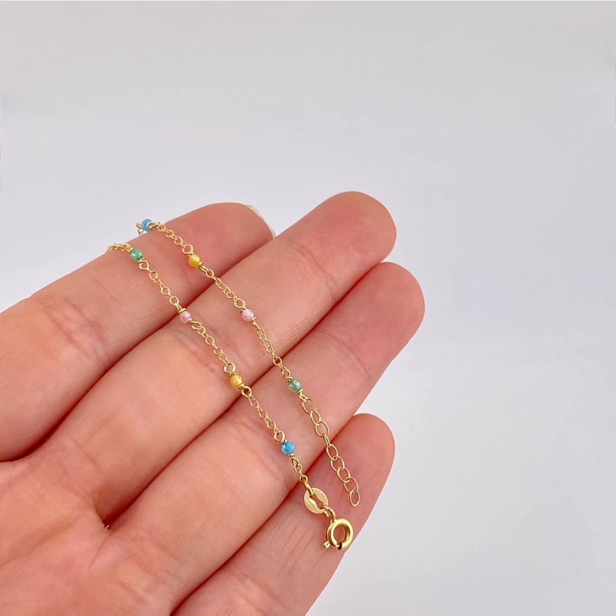 Pulso Modulable Aro Seguido Chispas Arcoiris 1.1g / 16.1cm - 14.4cm / 1.2mm Oro Amarillo 18K