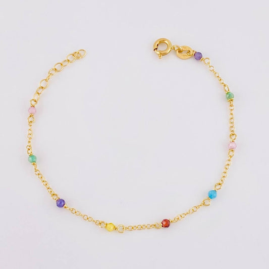 Pulso Modulable Aro Seguido Chispas Arcoiris 1g / 14.5cm - 12.6cm / 1.2mm Oro Amarillo 18K