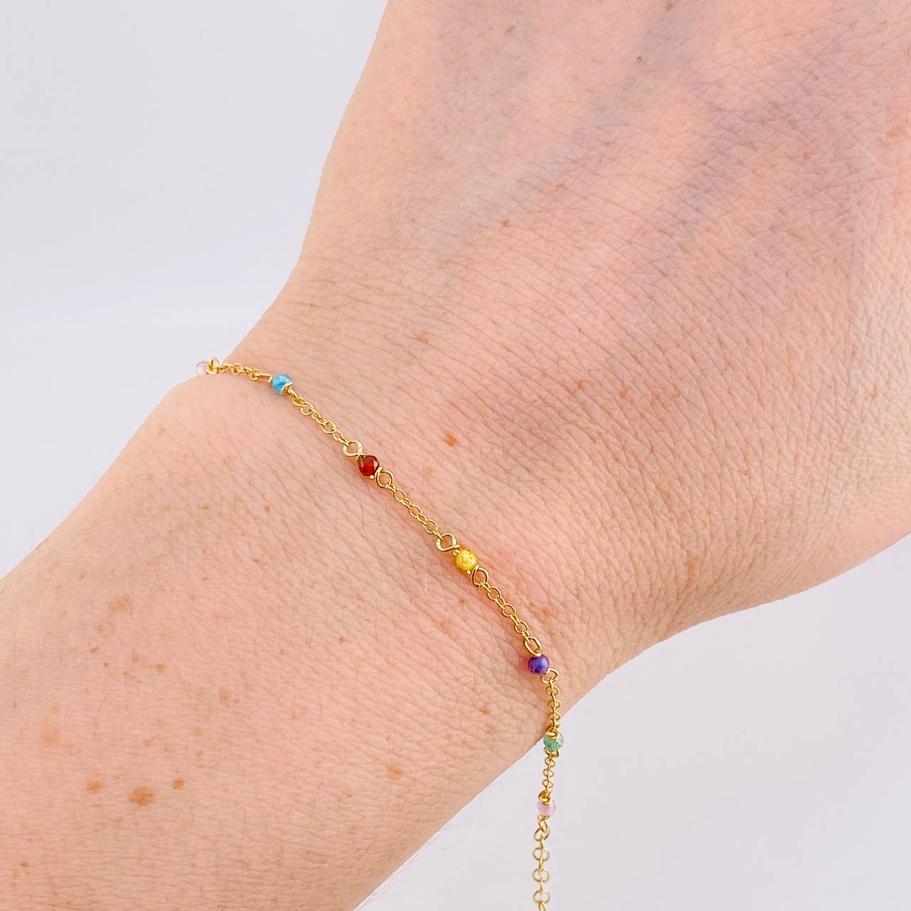 Pulso Modulable Aro Seguido Chispas Arcoiris 1g / 14.5cm - 12.6cm / 1.2mm Oro Amarillo 18K