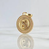 Dije Medalla Letra S 5.05gr / 3.1cm / Circones Blancos Oro Amarillo 18K