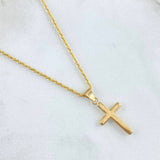 Set Cadena Lazo 1.15gr / 60cm / 1.2mm + Dije Crúz Lisa 0.5gr / 2.3cm / 1.65gr Oro 18K (Oferta) ©