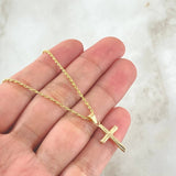 Set Cadena Lazo 1.15gr / 60cm / 1.2mm + Dije Crúz Lisa 0.5gr / 2.3cm / 1.65gr Oro 18K (Oferta) ©