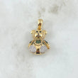 Dije Oso Articulado 6.2gr / 2.5cm /  Overol Circones Blancos - Verdes - Ojos Negros Oro Amarillo 18K