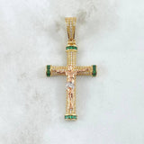 Dije Cristo Latino Abultado 8.35gr / 5cm / Circones Blancos Verdes Tres Oros 18K