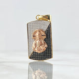Dije Medalla Sagrado Corazon De Jesus 9.65gr / 3.8cm / Circones Blancos Negros Dos Oros Amarillo Rosa 18K