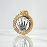 Dije Medalla Corona RX 8.05gr / 3.5cm / Circones Blancos  Tres Oros 18K