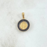 Dije San Benito En Aro Móvil  2.25gr / 2cm / Circones Negros Oro Amarillo 18K