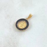 Dije San Benito En Aro Móvil  2.25gr / 2cm / Circones Negros Oro Amarillo 18K