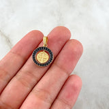 Dije San Benito En Aro Móvil  2.25gr / 2cm / Circones Negros Oro Amarillo 18K