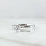 Anillo Solitario Liso 1.3gr / T5 3/4 / Circon Blanco Oro Blanco 18K
