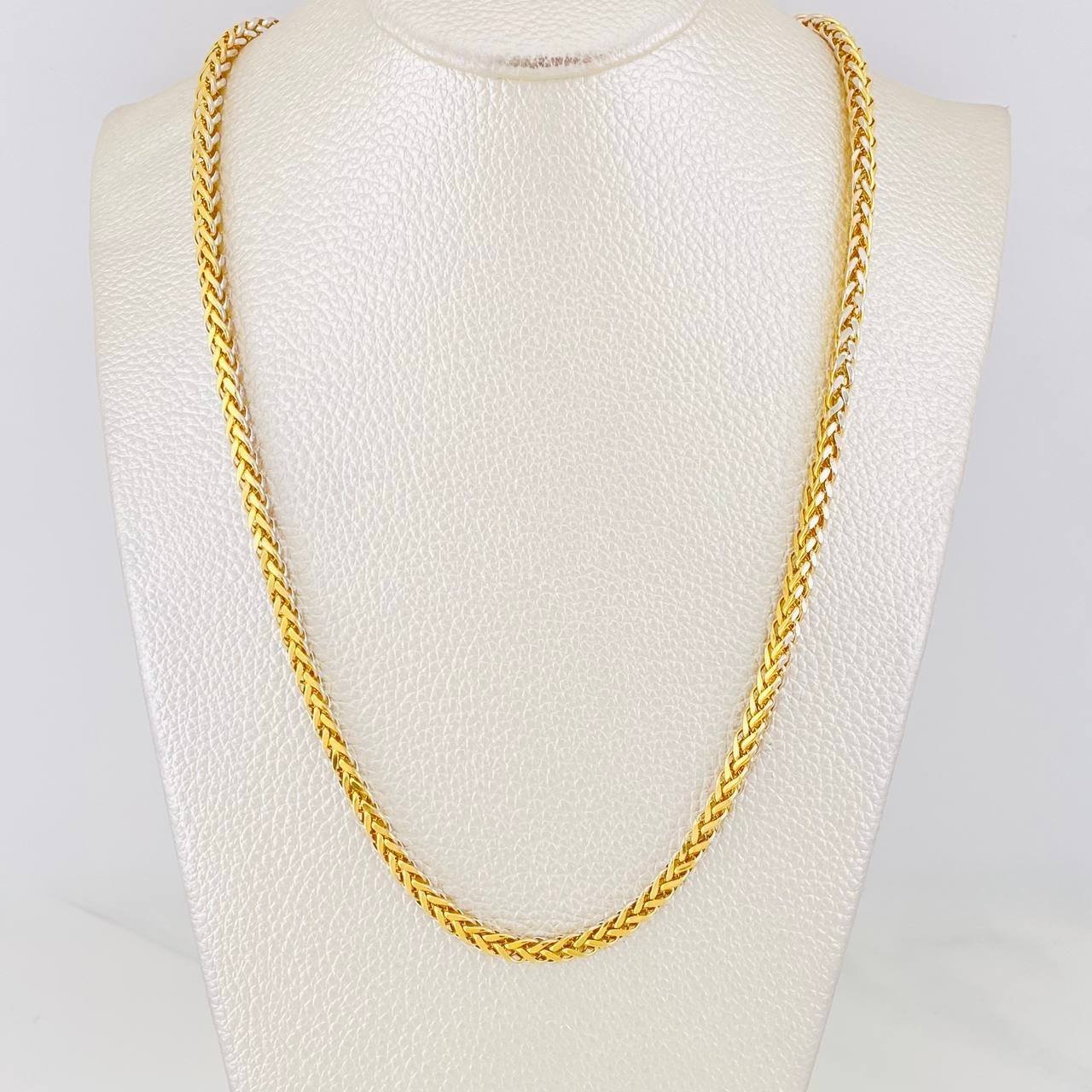 Cadena Franco 19.05g / 65cm / 3.59mm Dos Oros Amarillo Blanco 18K