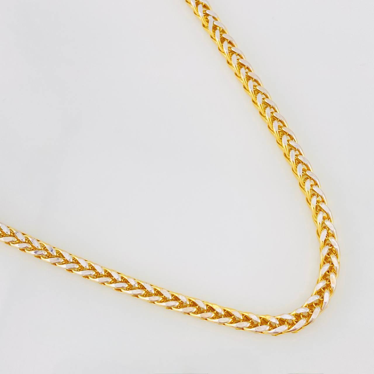 Cadena Franco 19.05g / 65cm / 3.59mm Dos Oros Amarillo Blanco 18K