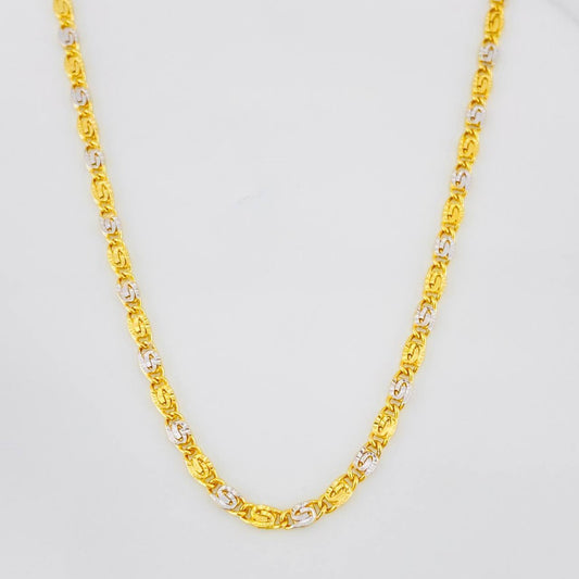 Cadena Escalera Plana 4.2g / 60cm / 2.43mm Dos Oros Amarillo Blanco 18K