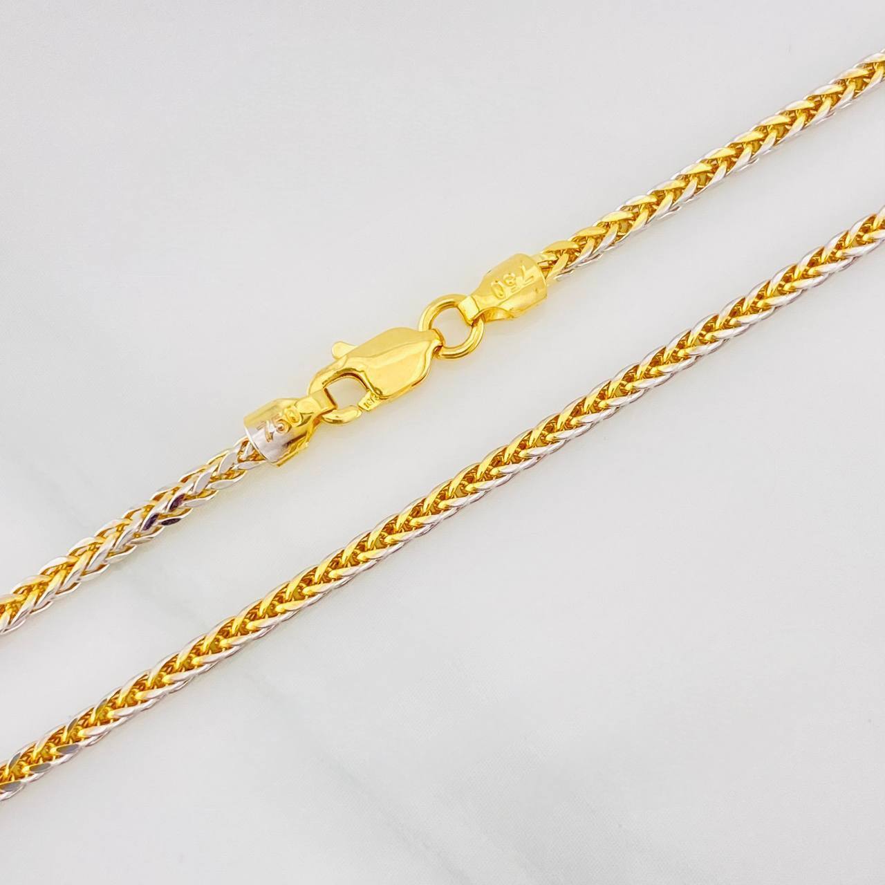 Cadena Franco 5.05g / 60cm / 1.74mm Dos Oros Amarillo Blanco 18K