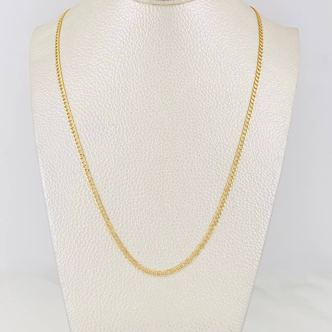 Cadena Cubana 6.55g / 60cm / 2.64mm Dos Oros Amarillo Blanco 18K
