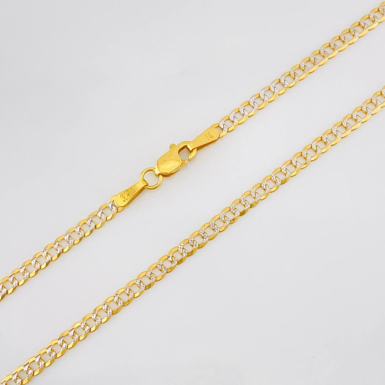 Cadena Cubana 6.55g / 60cm / 2.64mm Dos Oros Amarillo Blanco 18K
