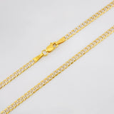 Cadena Cubana 6.55g / 60cm / 2.64mm Dos Oros Amarillo Blanco 18K