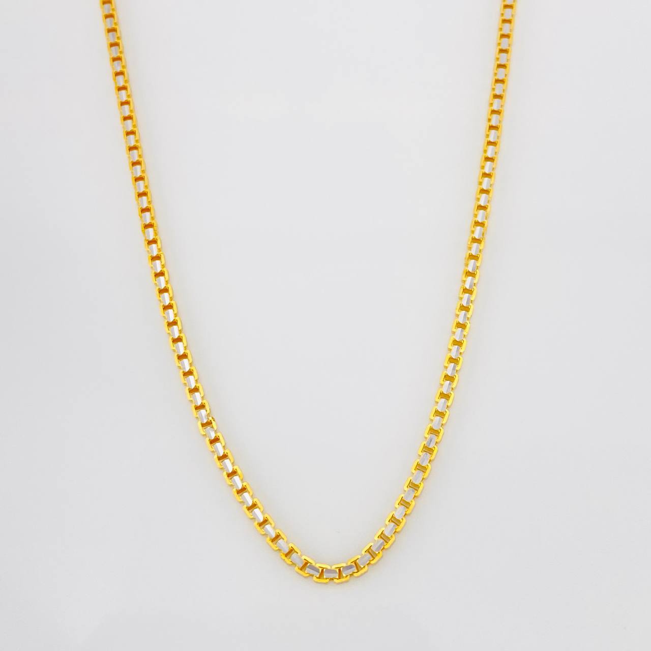 Cadena Veneciana 15g / 60cm / 1.76mm Dos Oros Amarillo Blanco 18K