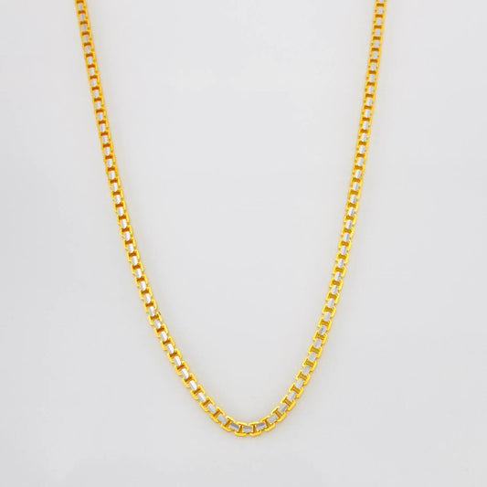 Cadena Veneciana 15g / 60cm / 1.76mm Dos Oros Amarillo Blanco 18K