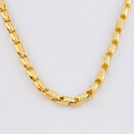 Cadena Rustica Intercalada Tribal 14.2g / 50cm / 4.1mm Oro Amarillo 18K