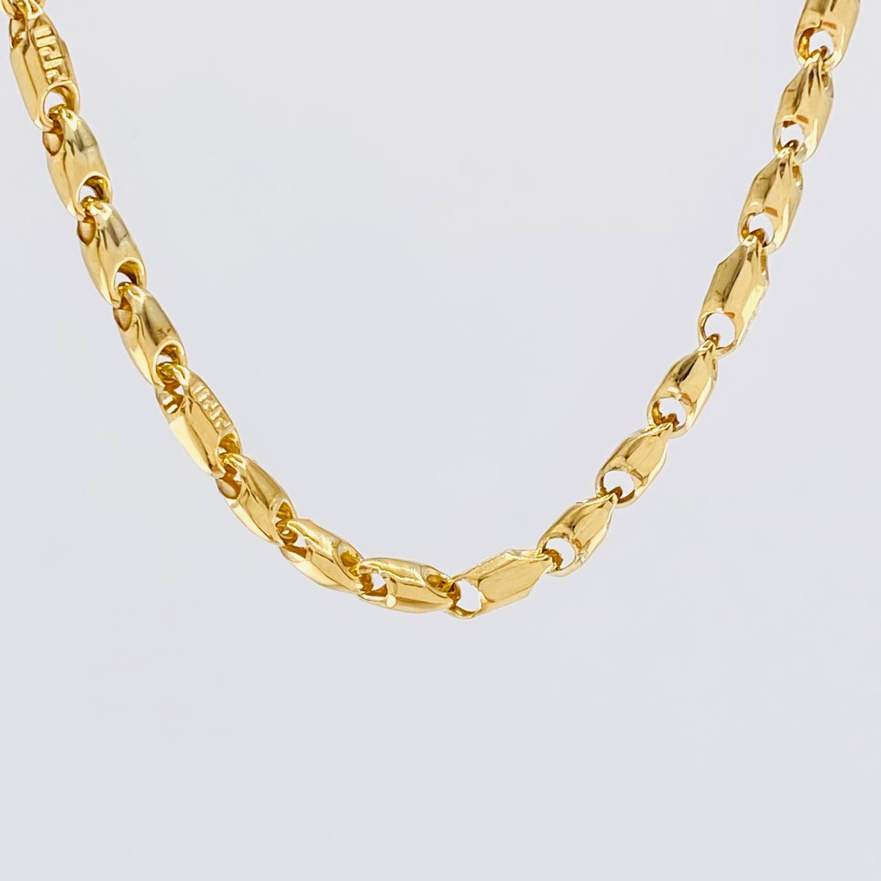 Cadena Rustica Intercalada Tribal 13.25g / 50cm / 4.2mm Oro Amarillo 18K