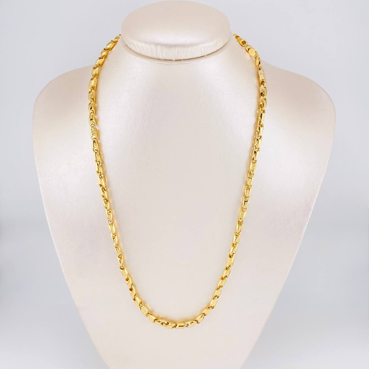 Cadena Rustica Intercalada Tribal 13.25g / 50cm / 4.2mm Oro Amarillo 18K
